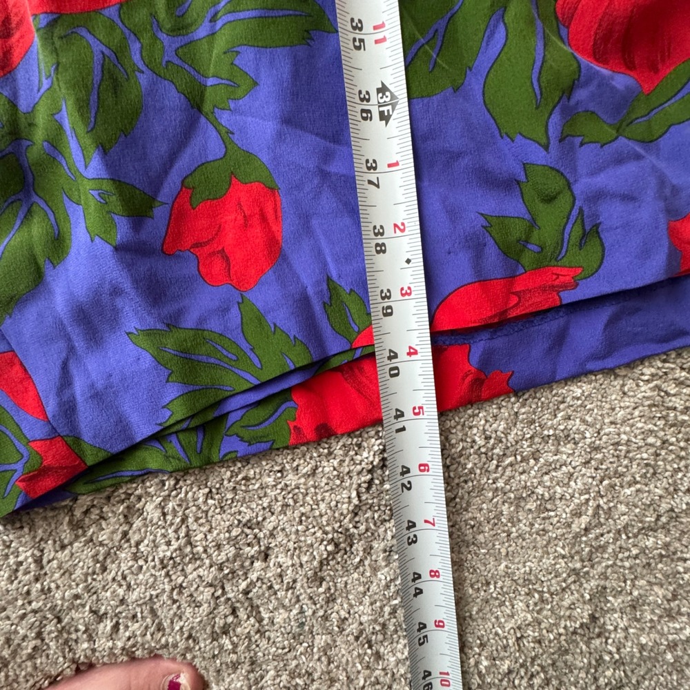 Vintage Silk Floral Poppy Wrap Dress Purple Petite 12 Resortwear Garden Party - Picture 6 of 7